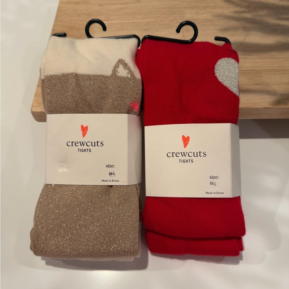 2 Crewcuts Tights  - Red and Gold Metallic